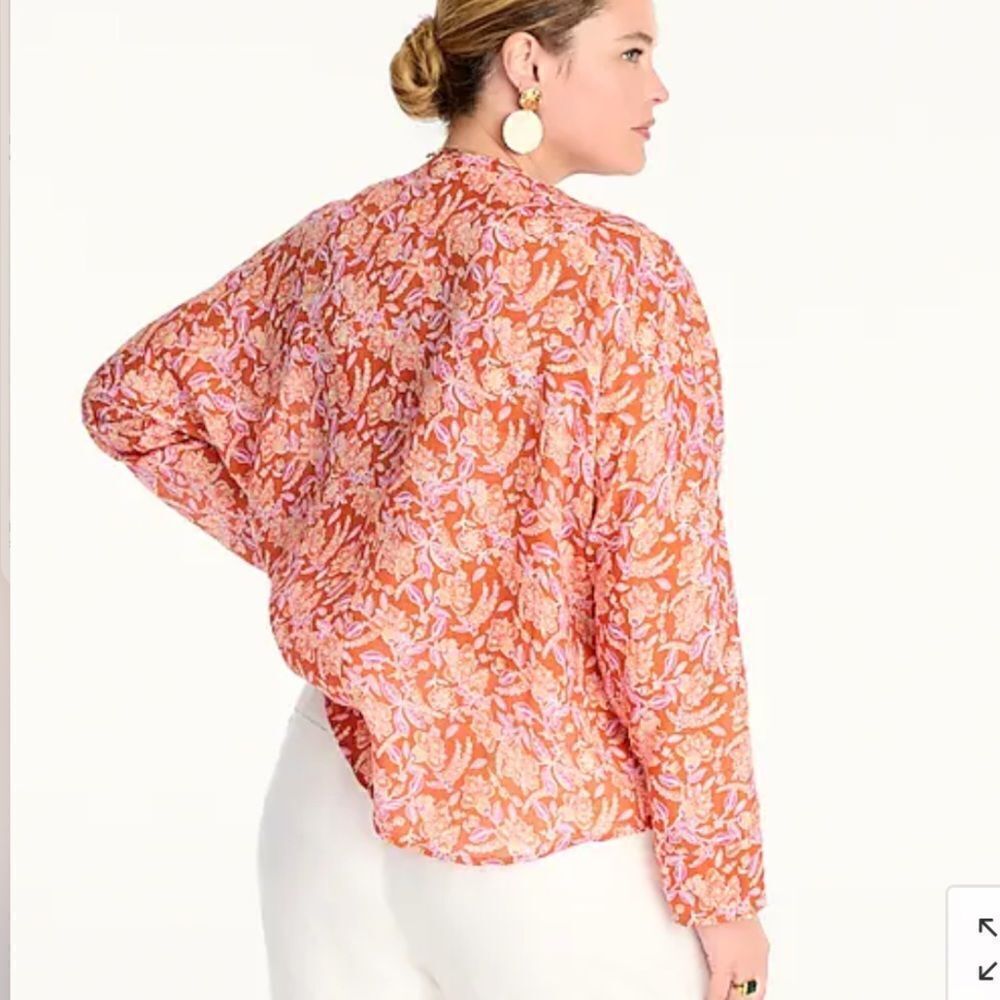 J Crew Ramie Tunic Top in Painted Block Print NWT - Picture 5 of 12